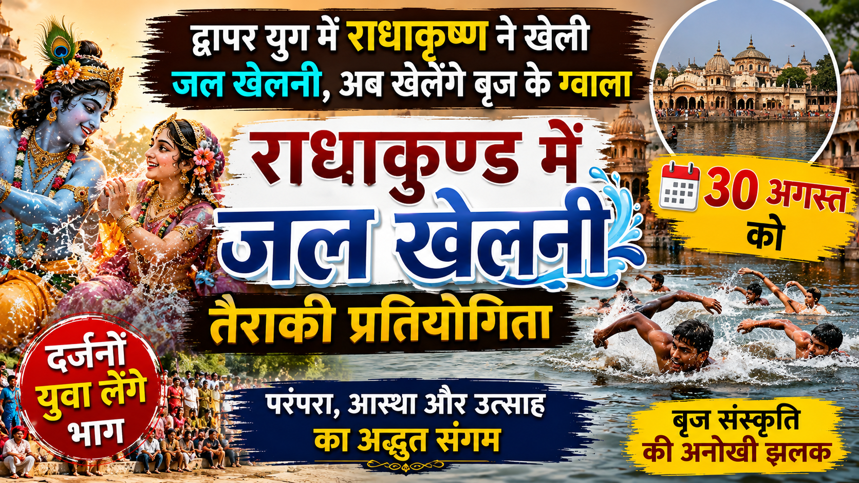 Mathura : द्वापर युग में राधाकृष्ण ने खेली जल खेलनी,अब खेलेंगे बृज के ग्वाला